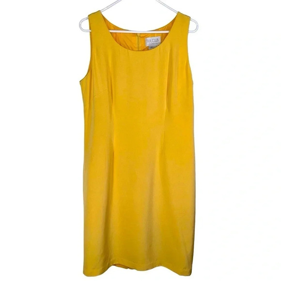 Beautiful 100% Silk yellow Shift Dress by Silk Club - Picture 1 of 6